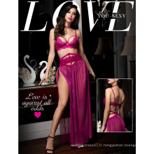 Robe de gaze sexy longue robe de lingerie violet